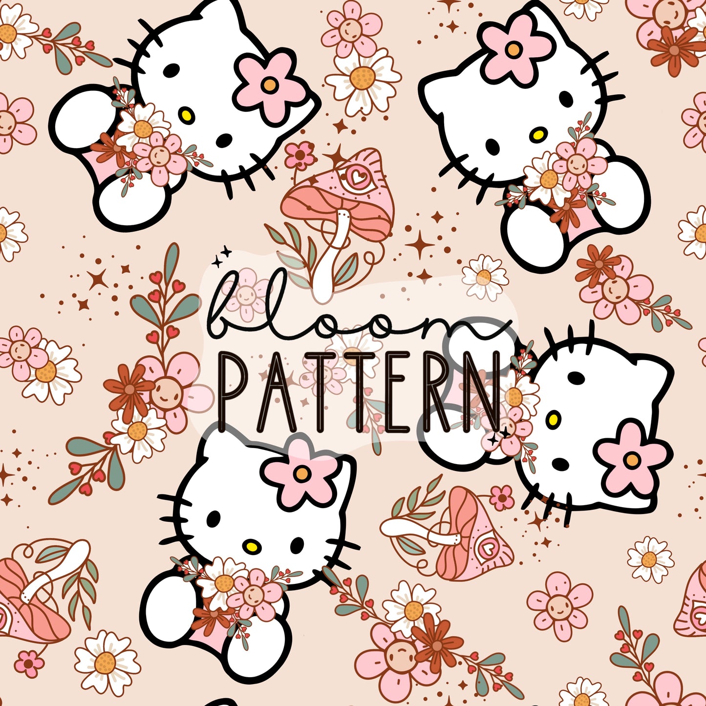 Kitty spring seamless pattern