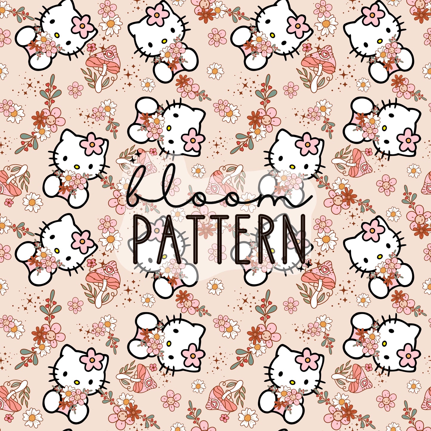Kitty spring seamless pattern