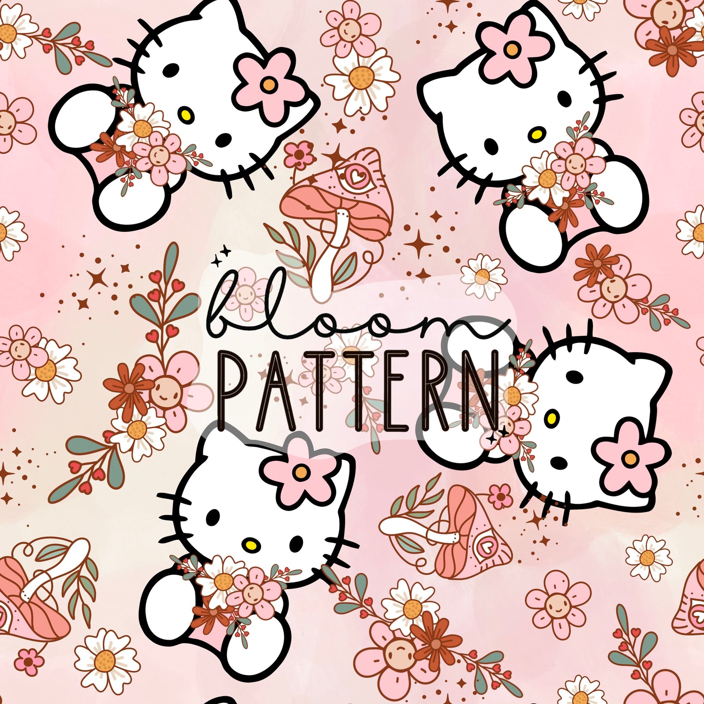 Kitty spring seamless pattern