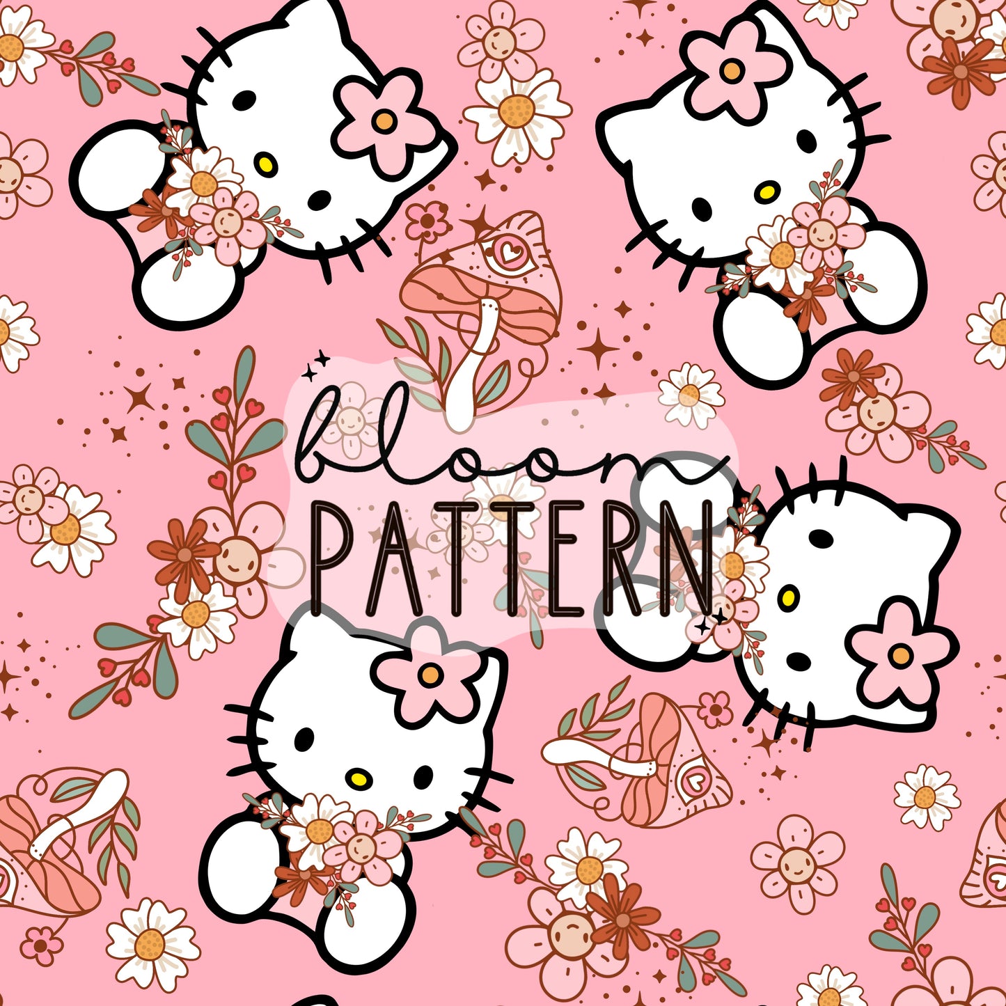 Kitty spring seamless pattern