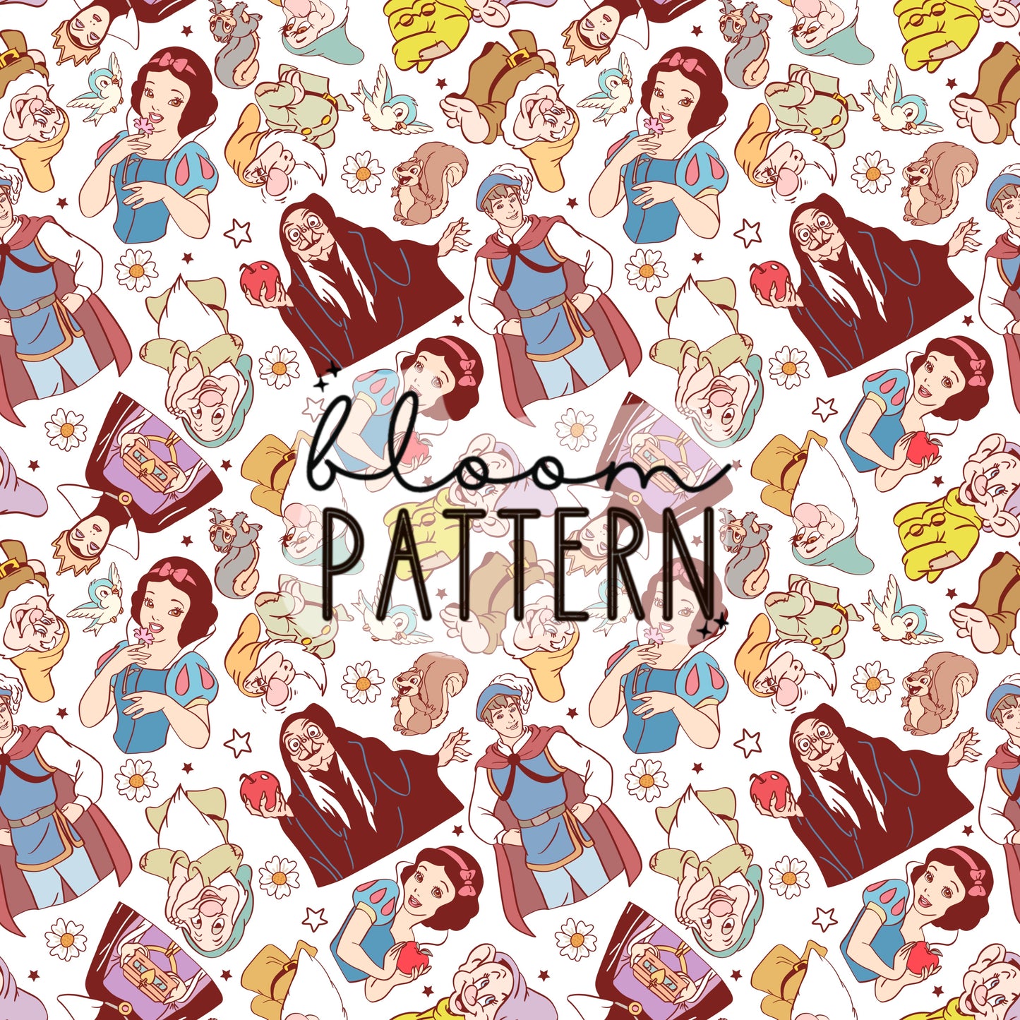 Magical White Princess Seamless Pattern