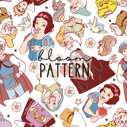 Magical White Princess Seamless Pattern