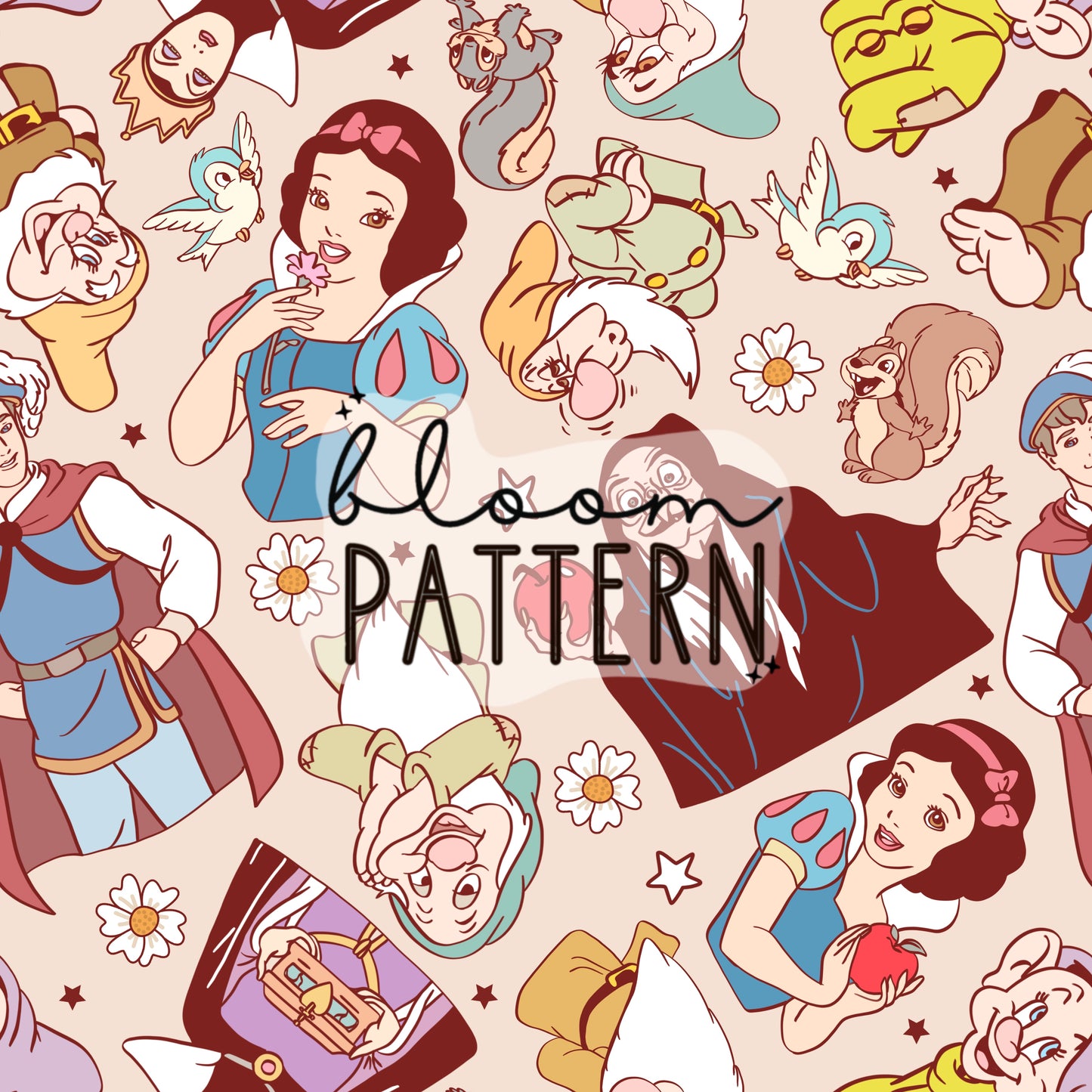 Magical White Princess Seamless Pattern