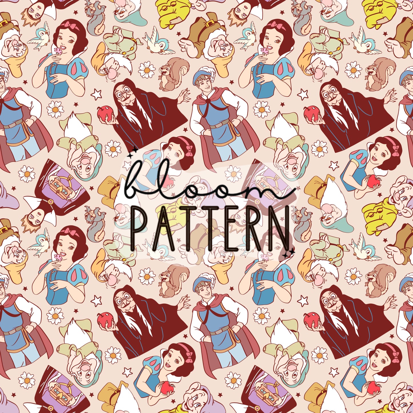 Magical White Princess Seamless Pattern