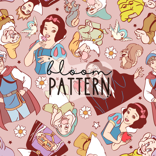 Magical White Princess Seamless Pattern