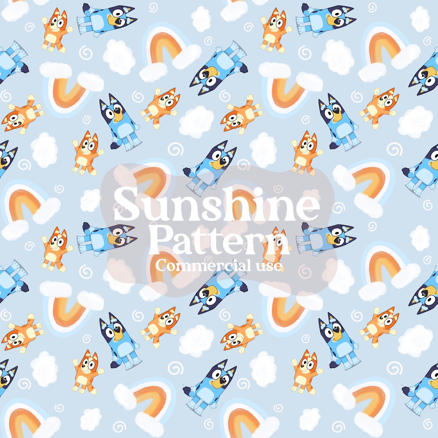 Blue Dog Spring Seamless Pattern