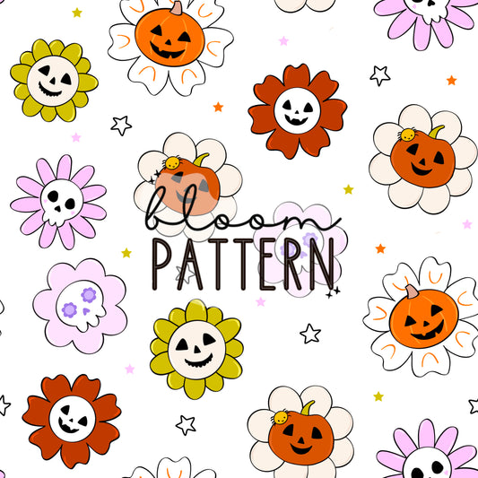 Pumpkin Flower Seamless Pattern