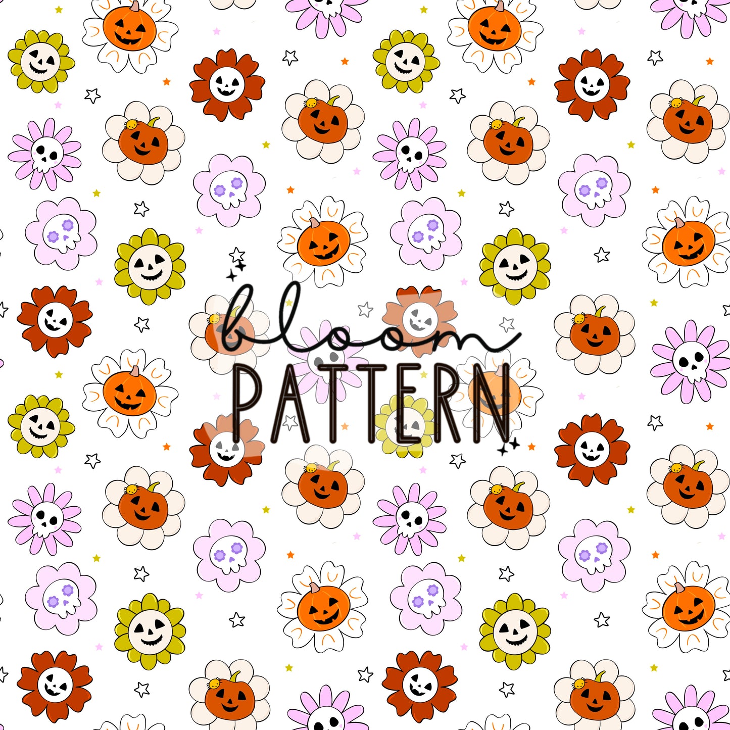 Pumpkin Flower Seamless Pattern