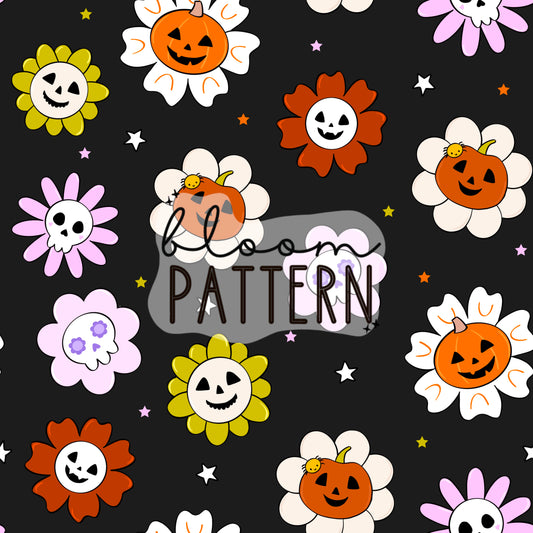 Pumpkin Flower Seamless Pattern
