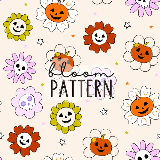 Pumpkin Flower Seamless Pattern