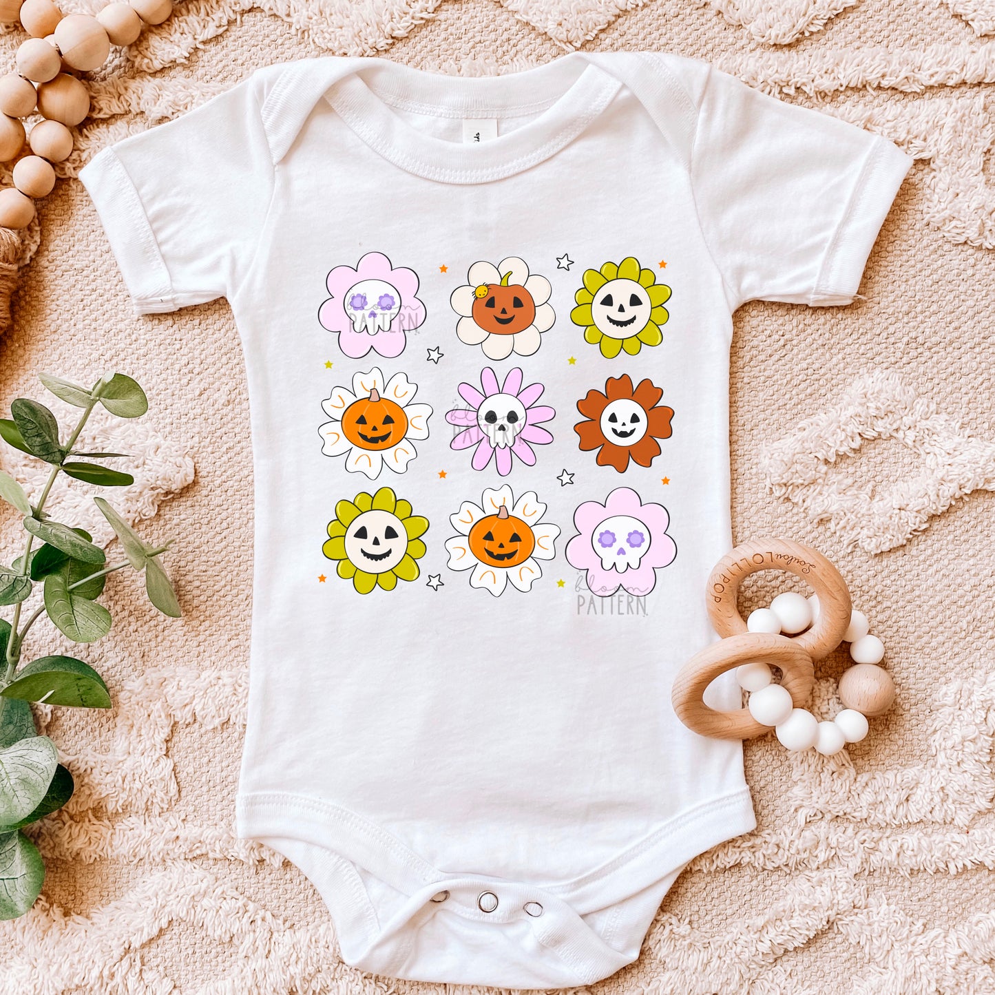 Pumpkin Halloween Flower Sublimation Design
