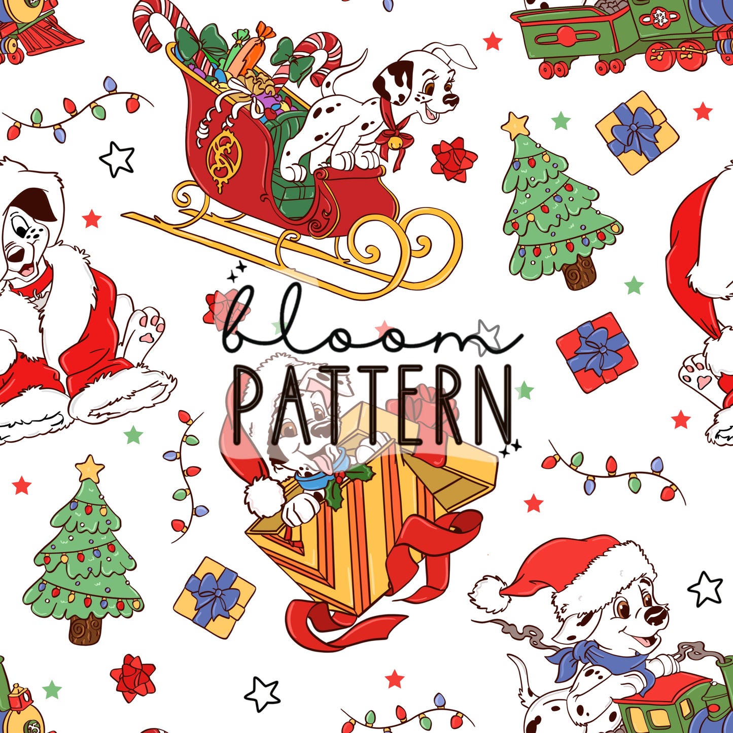 Dalmatians Christmas Seamless Pattern