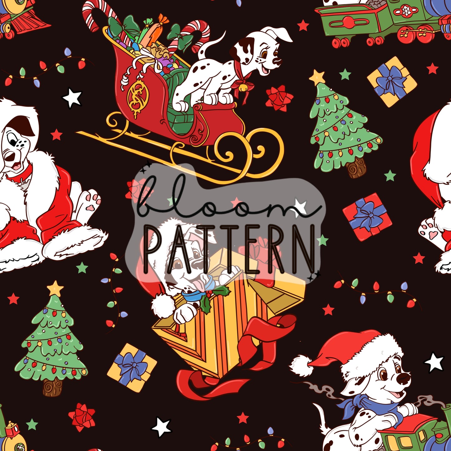 Dalmatians Christmas Seamless Pattern