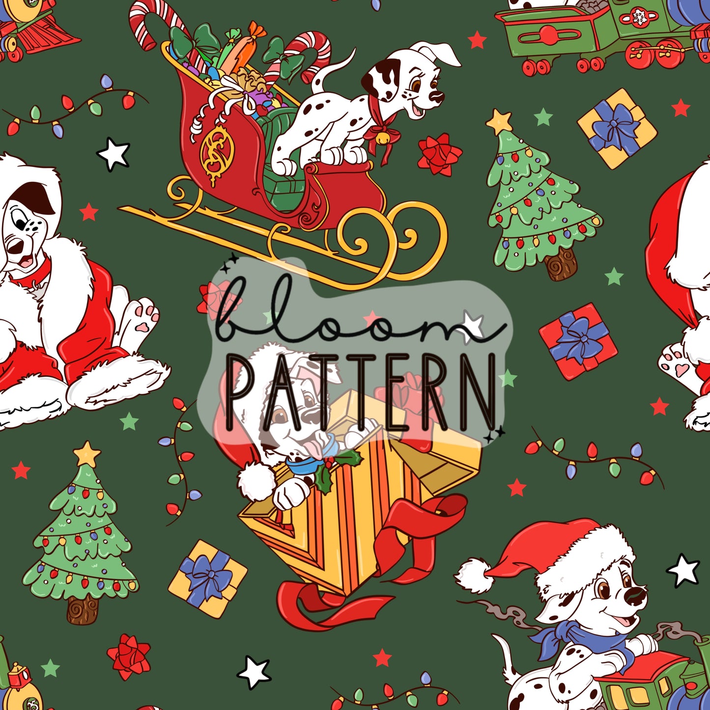 Dalmatians Christmas Seamless Pattern