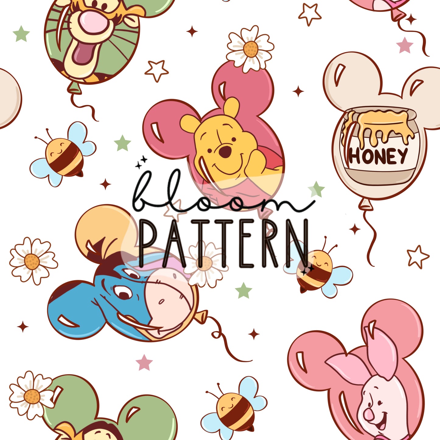 Bundle of 2 Magical Pooh Spring Seamless Pattern
