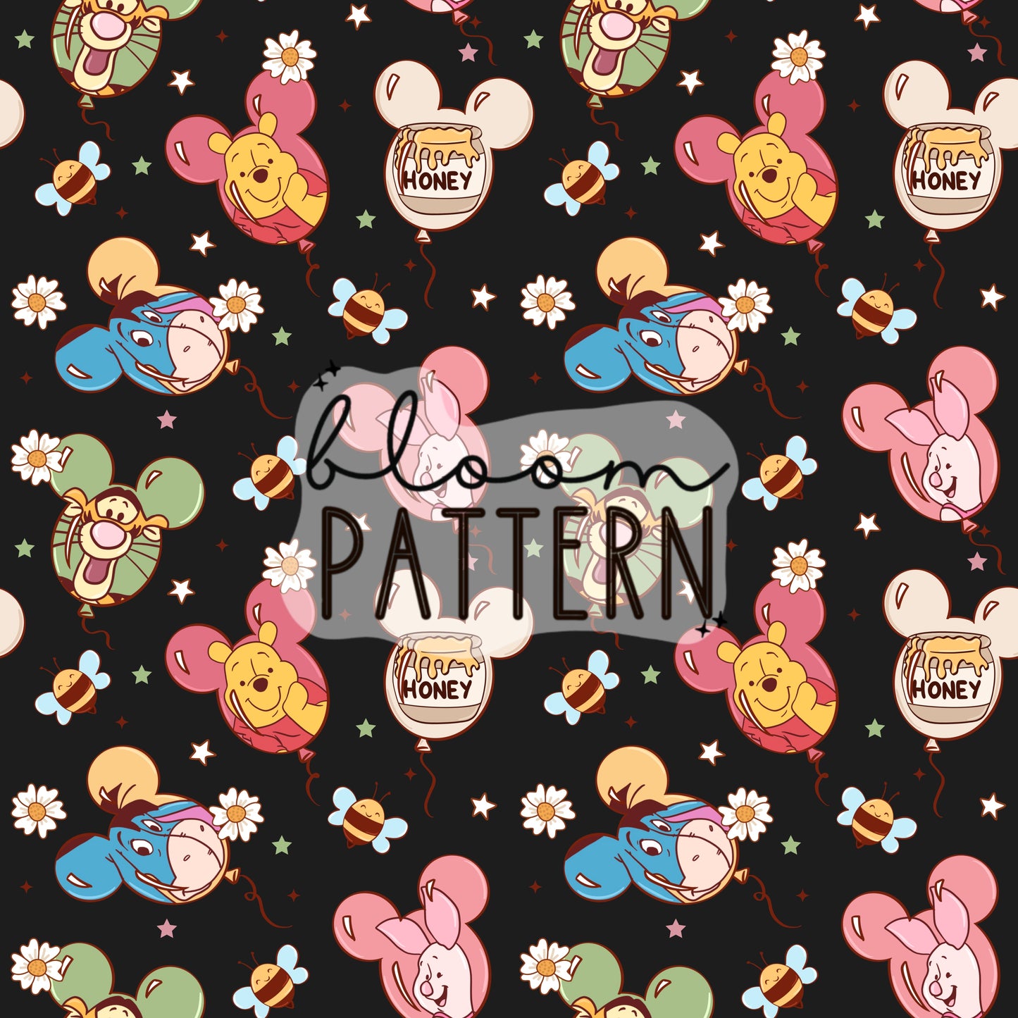 Magical Pooh Spring Seamless Pattern