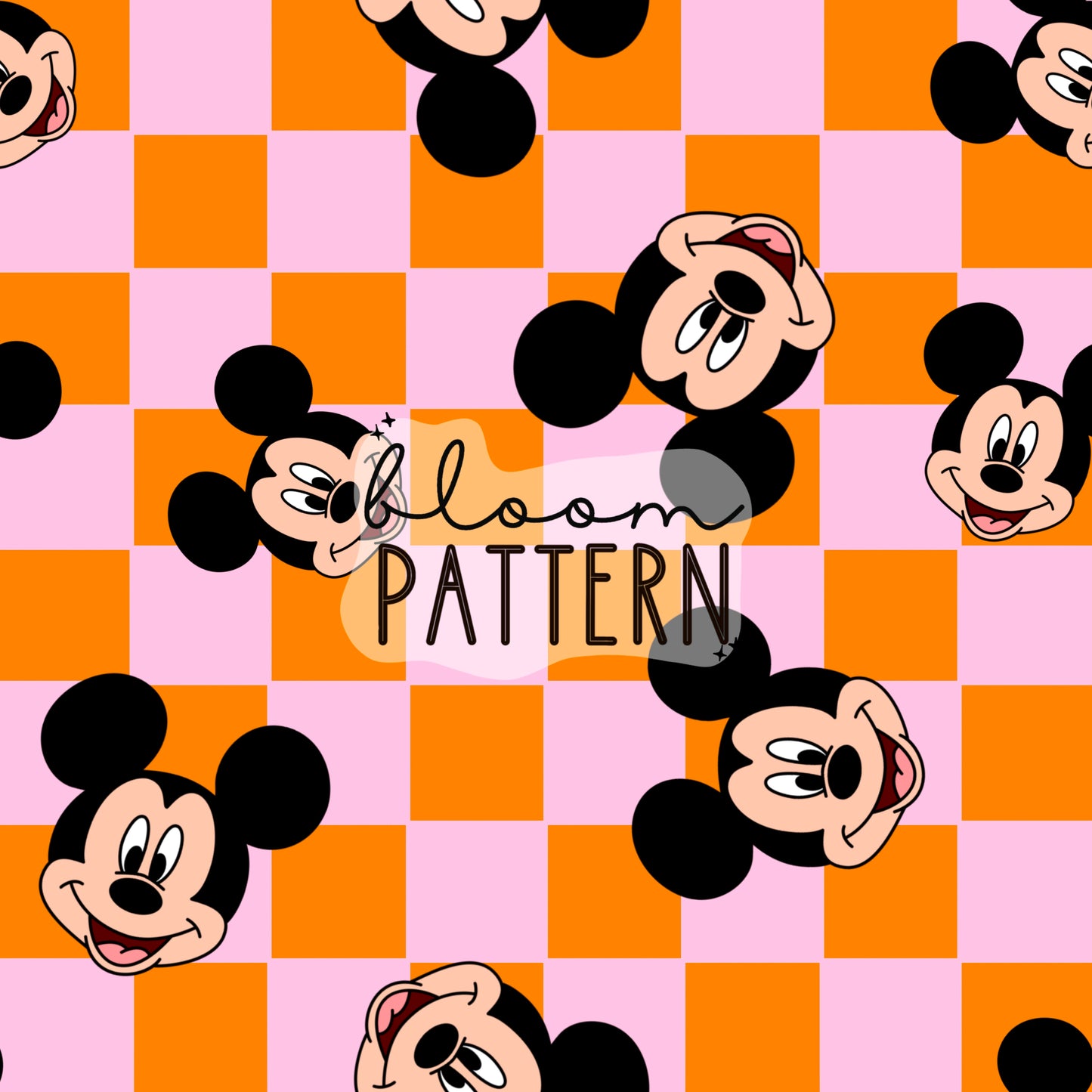 Mickey Head Check Seamless Pattern