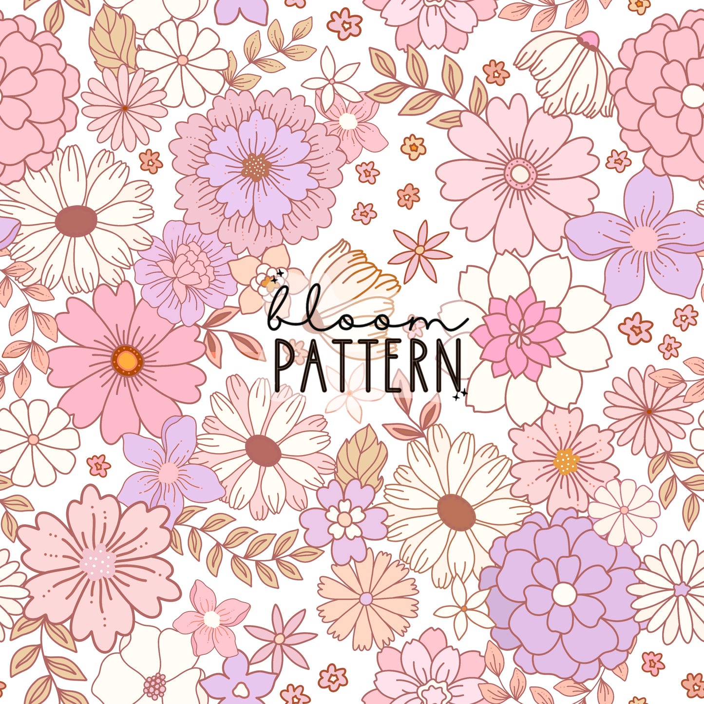 Retro Pink Flower Seamless Pattern