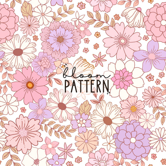 Retro Pink Flower Seamless Pattern