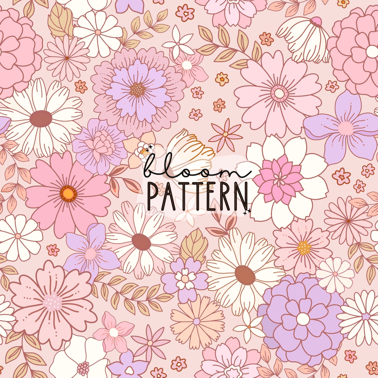 Retro Pink Flower Seamless Pattern