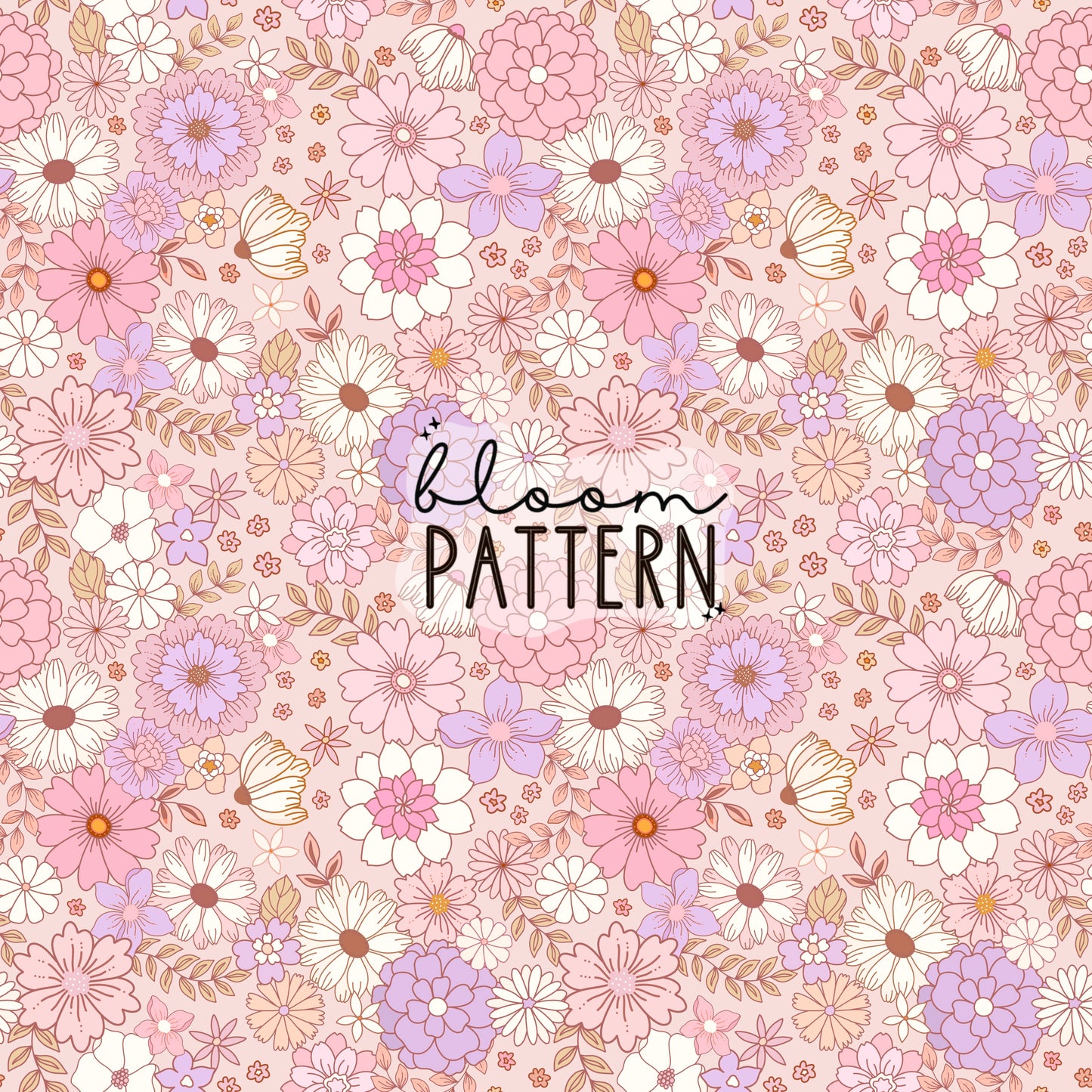 Retro Pink Flower Seamless Pattern