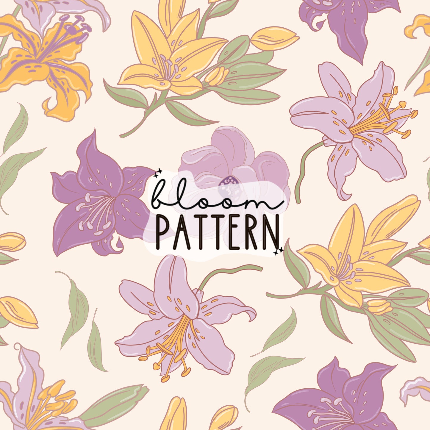 Vintage Lily Purple Seamless Pattern