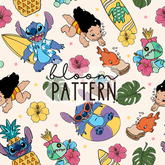 Stitch Summer Magical Trip Seamless Pattern