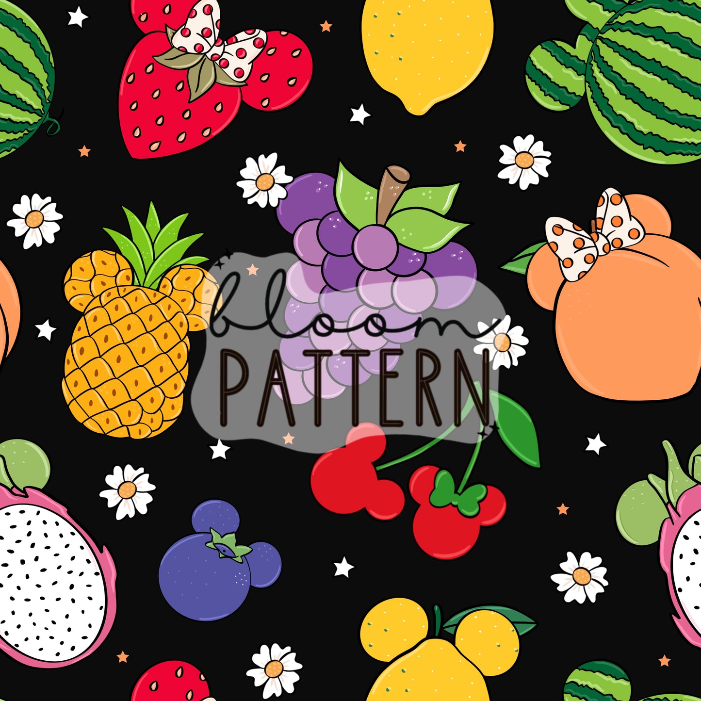 Magical Fruits Summer Seamless Pattern