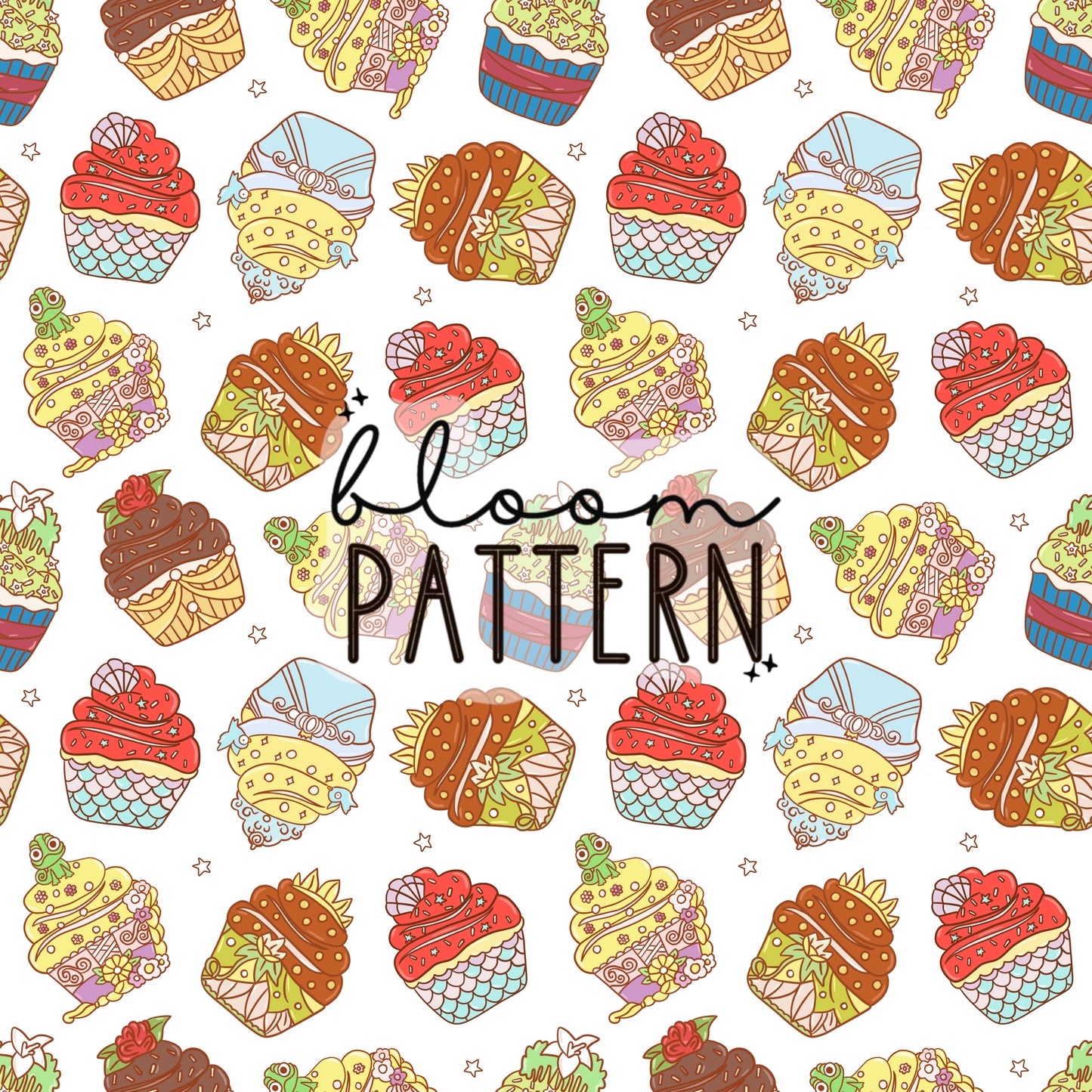 Cupcake Princess Seamless Pattern