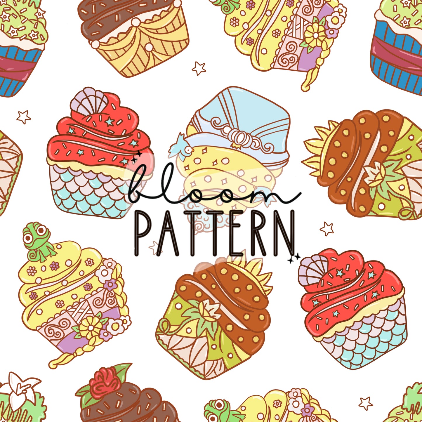 Cupcake Princess Seamless Pattern