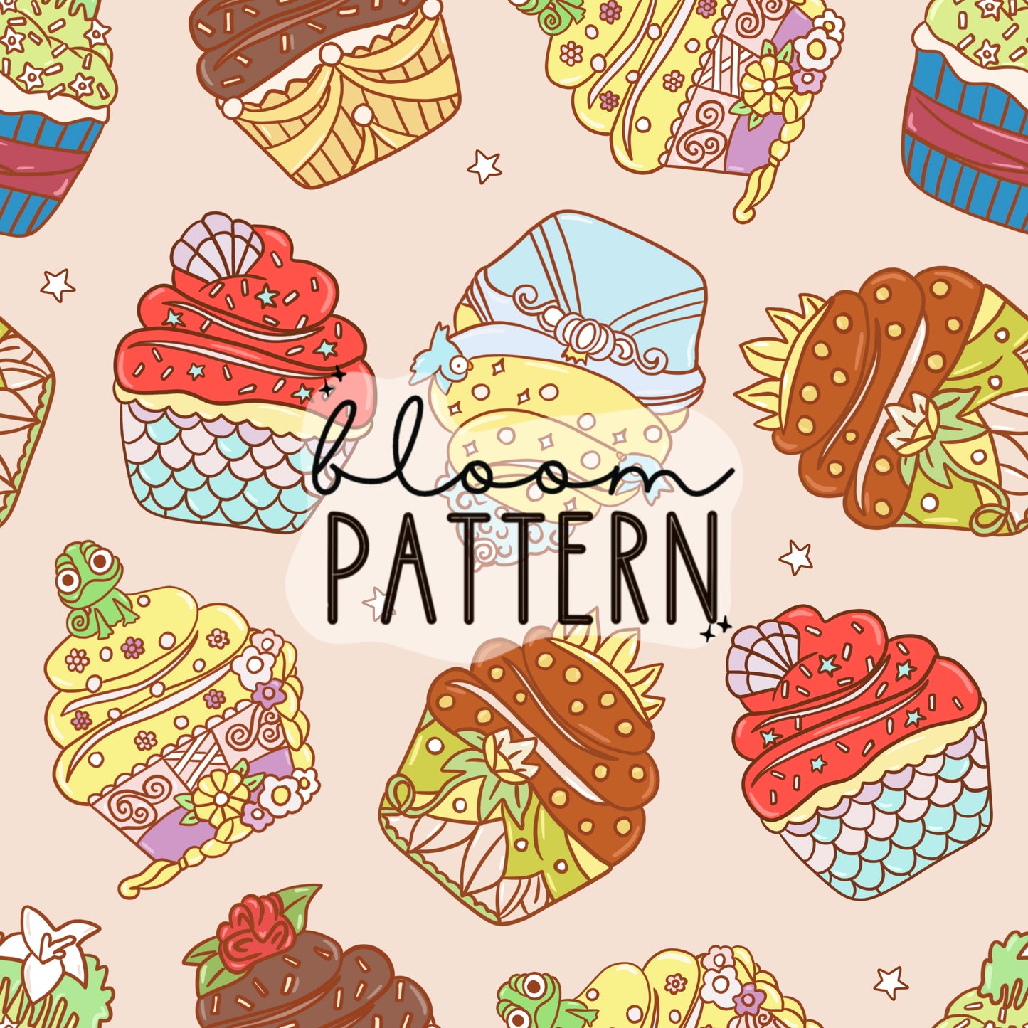Cupcake Princess Seamless Pattern