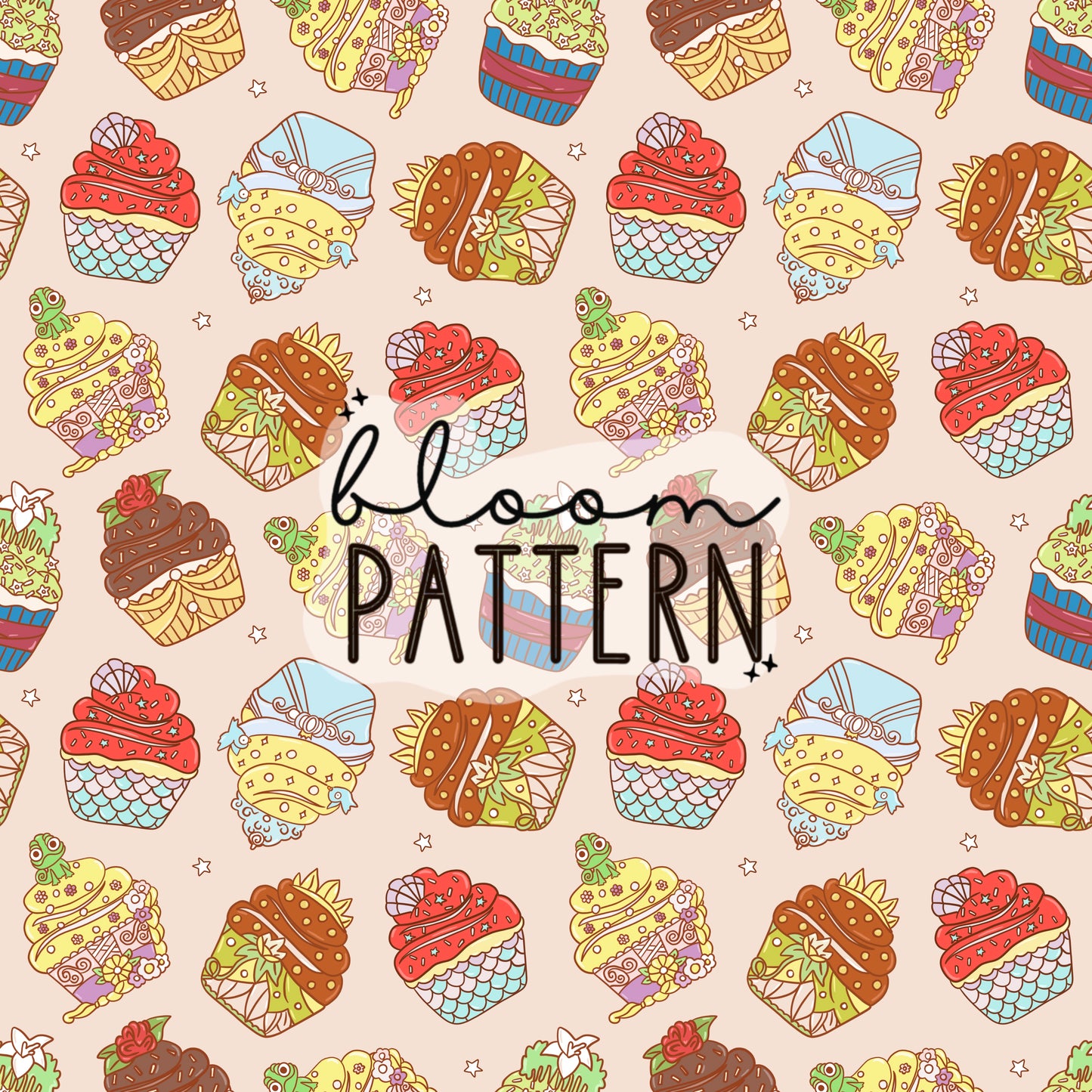 Cupcake Princess Seamless Pattern