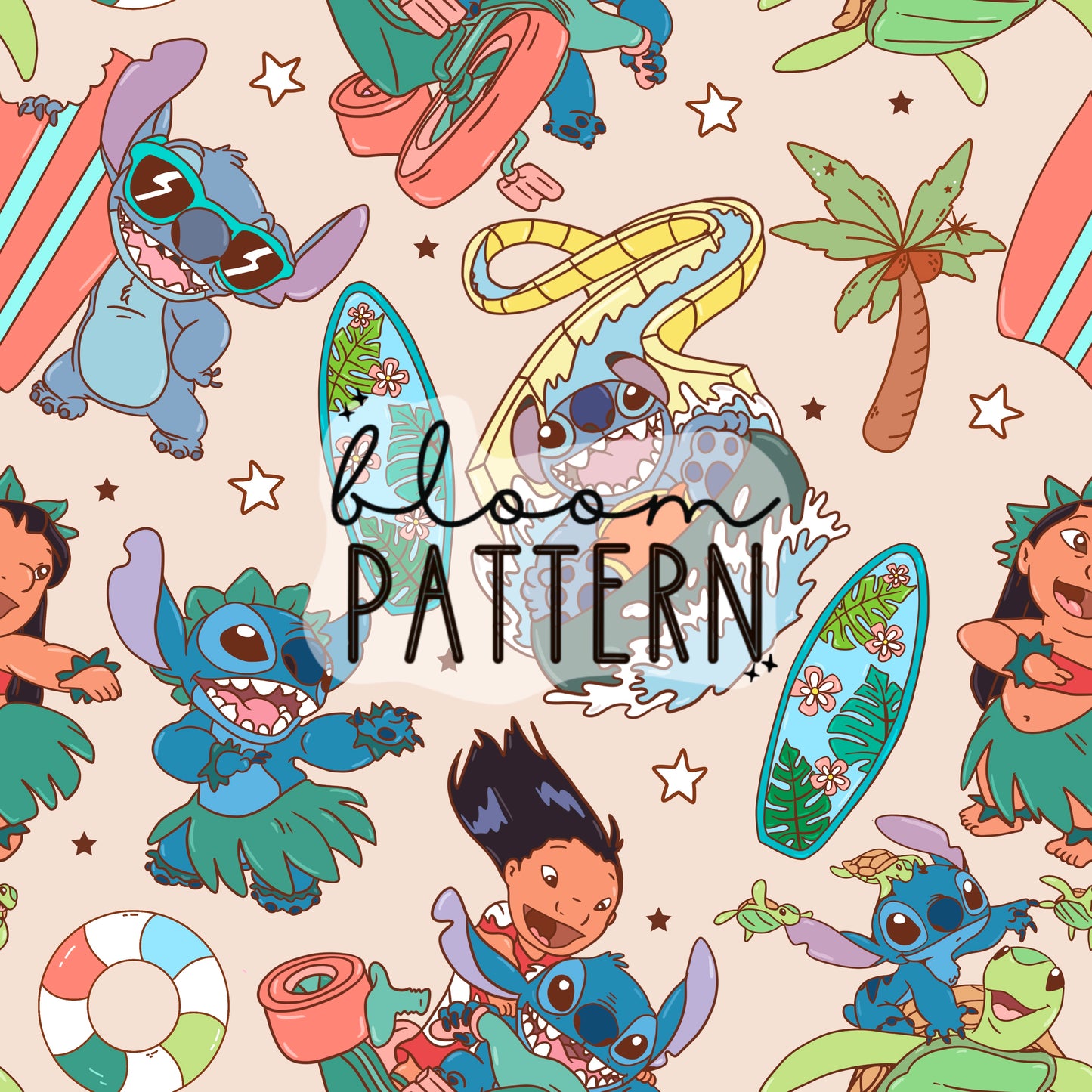 Magical Summer Beach Seamless Pattern