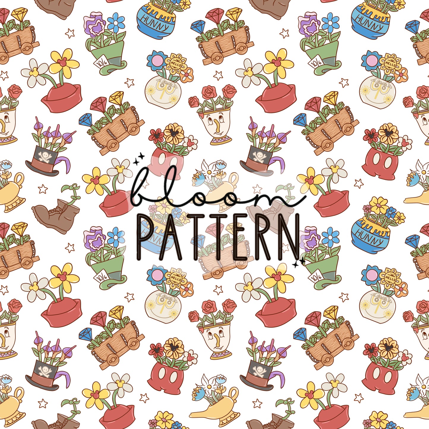 Magical Flower Spring Seamless Pattern