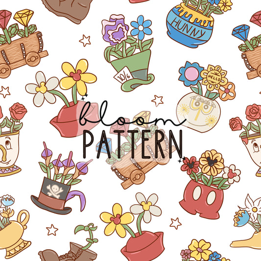 Magical Flower Spring Seamless Pattern