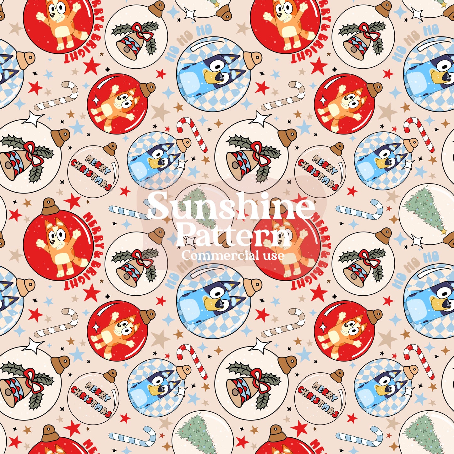 Blue Dog Christmas Seamless Pattern