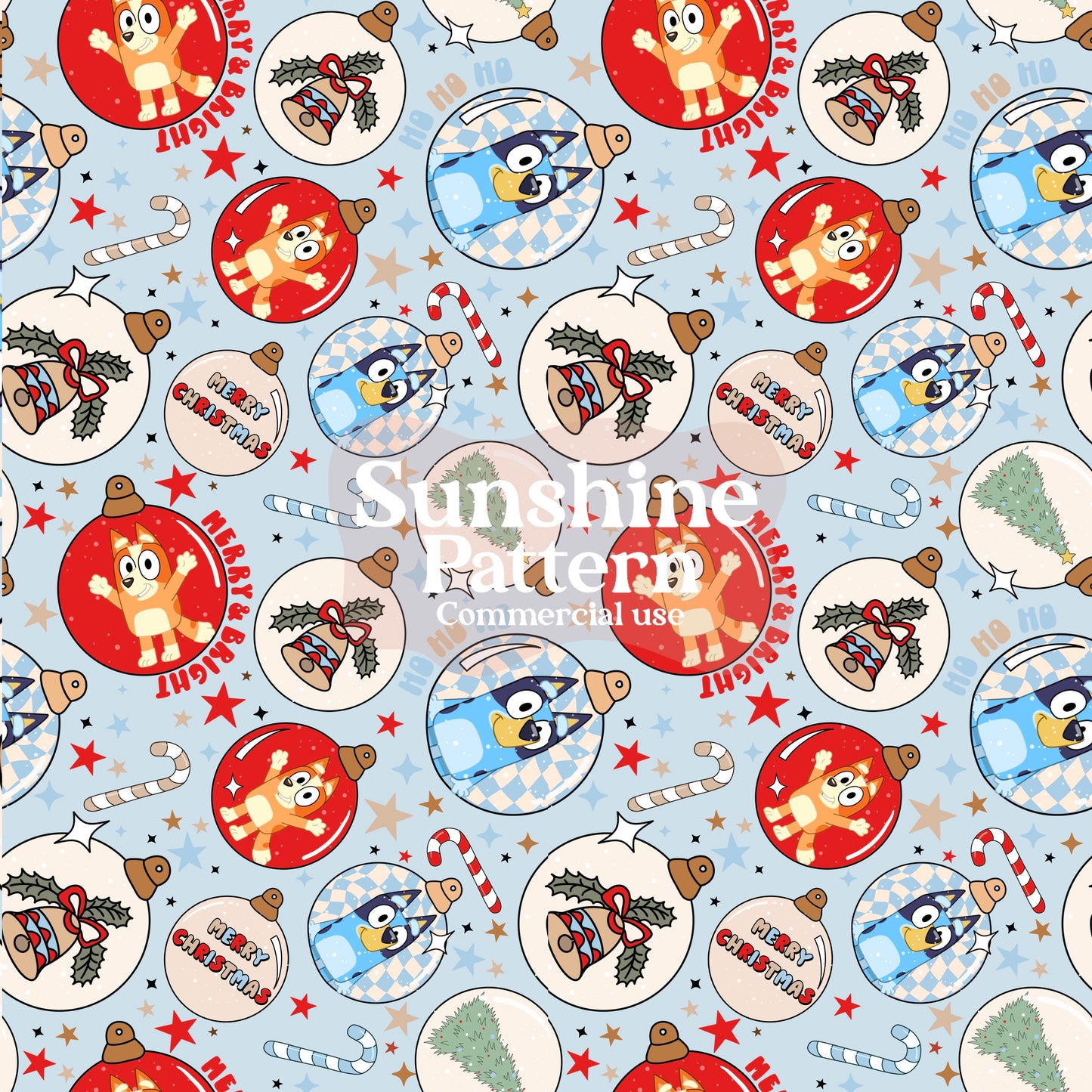 Blue Dog Christmas Seamless Pattern