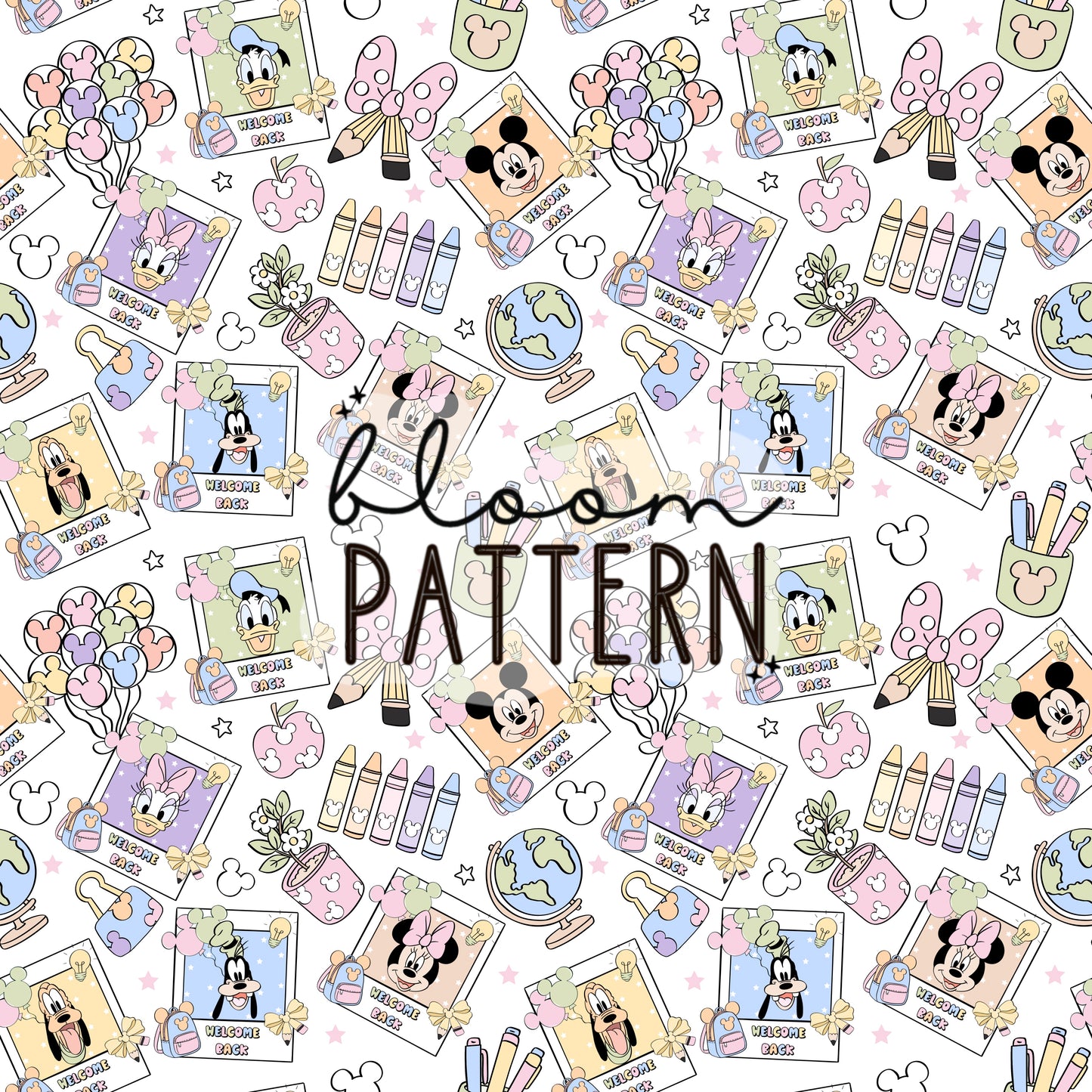 Pastel Back to School Magical Seamless Pattern