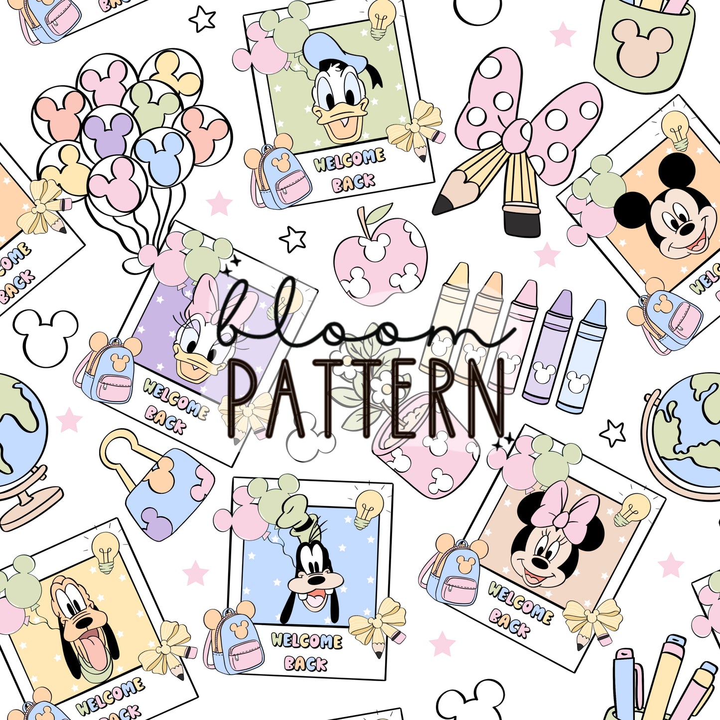 Pastel Back to School Magical Seamless Pattern