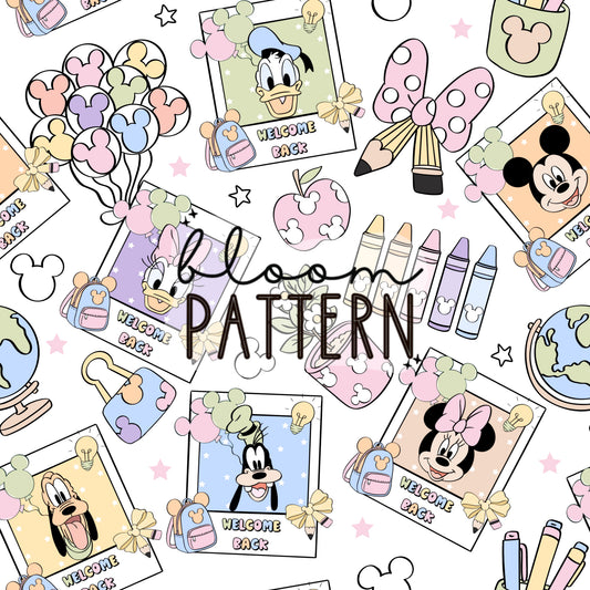 Pastel Back to School Magical Seamless Pattern