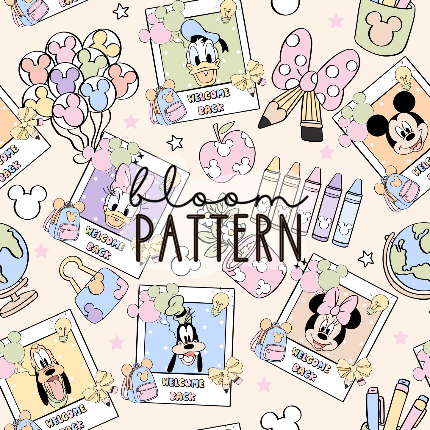 Pastel Back to School Magical Seamless Pattern