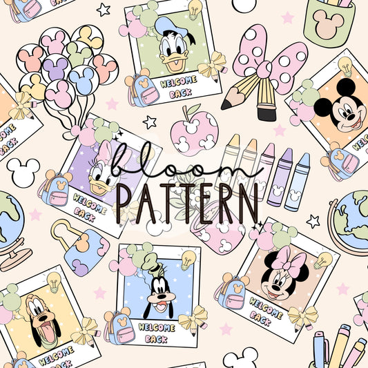 Pastel Back to School Magical Seamless Pattern