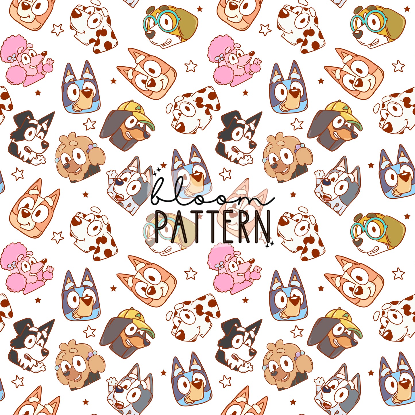 Blue Dog Retro Seamless Pattern