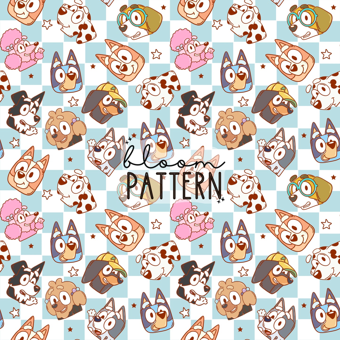 Blue Dog Retro Seamless Pattern