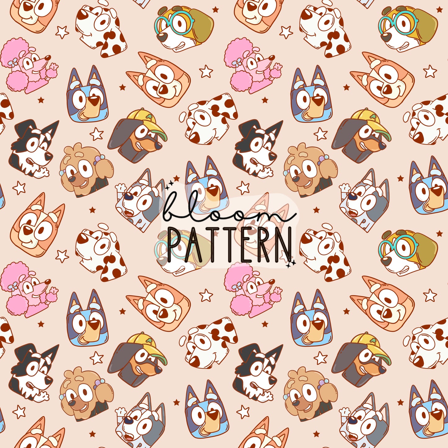 Blue Dog Retro Seamless Pattern