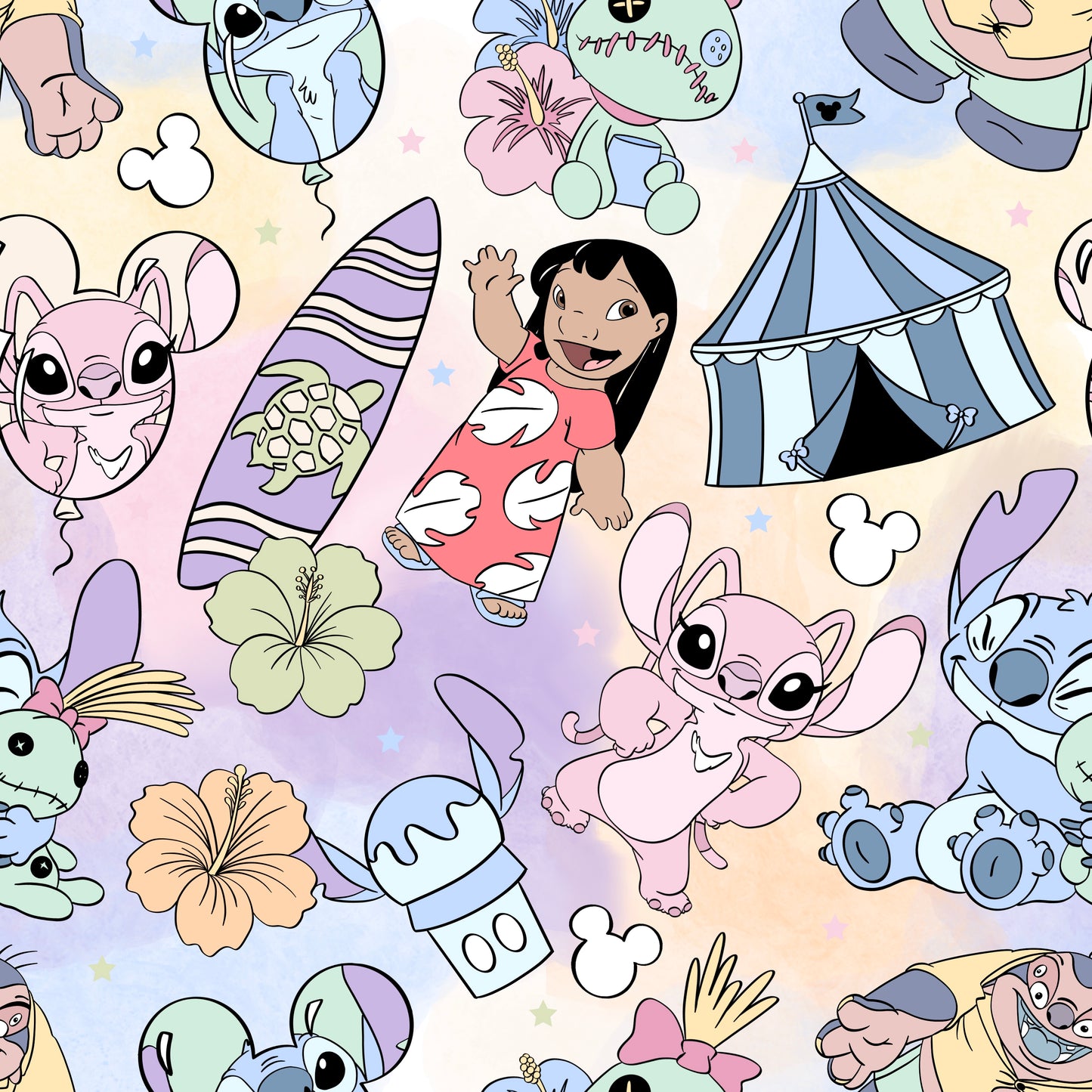 Pastel Stitch Magical Trip Seamless Pattern