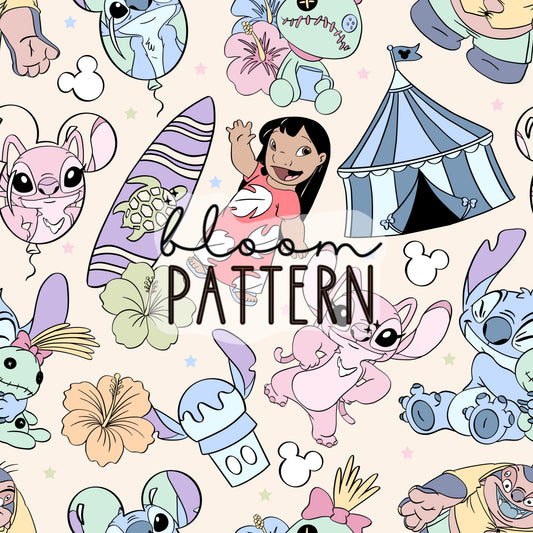 Pastel Stitch Magical Trip Seamless Pattern