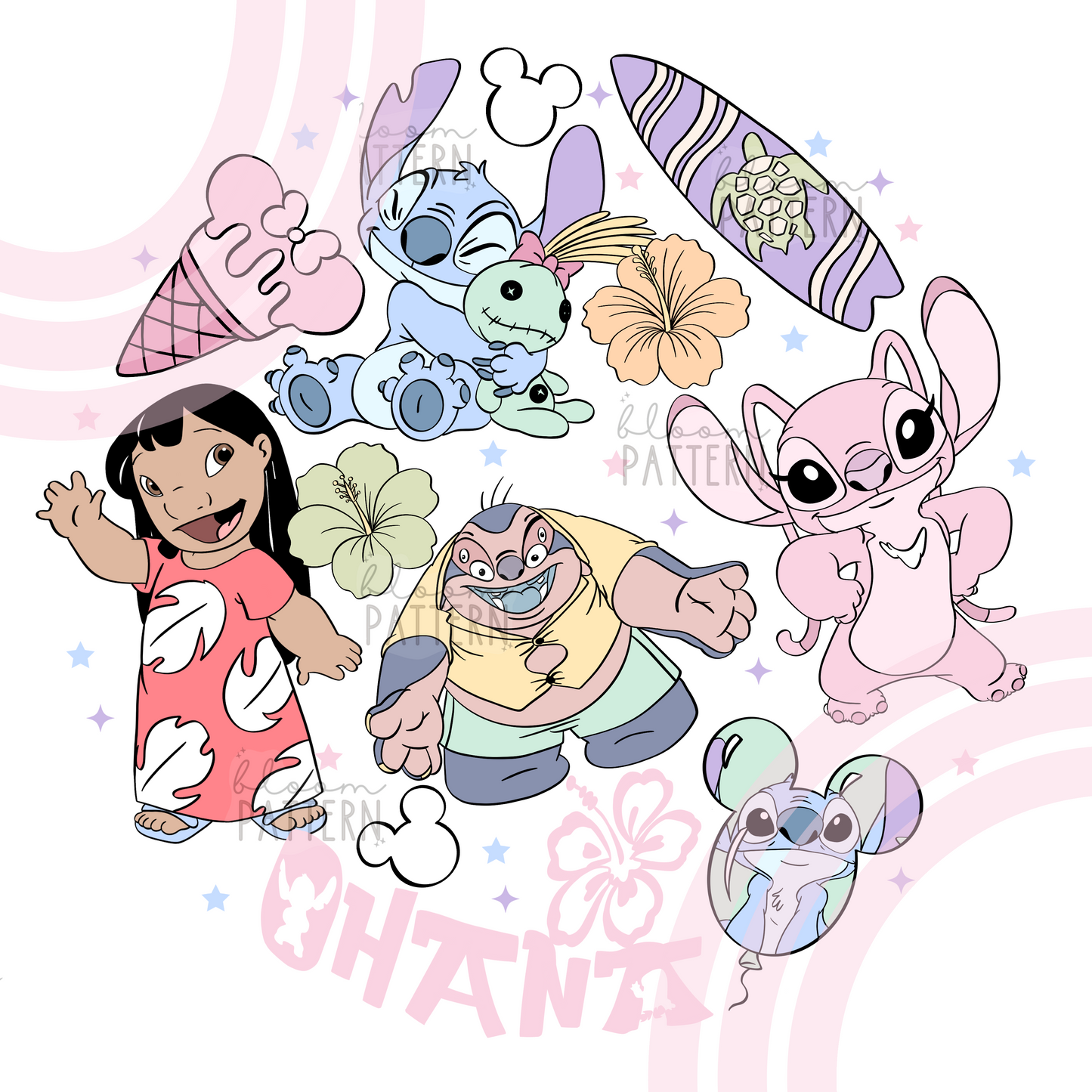 Pastel Stitch Summer Sublimation Design