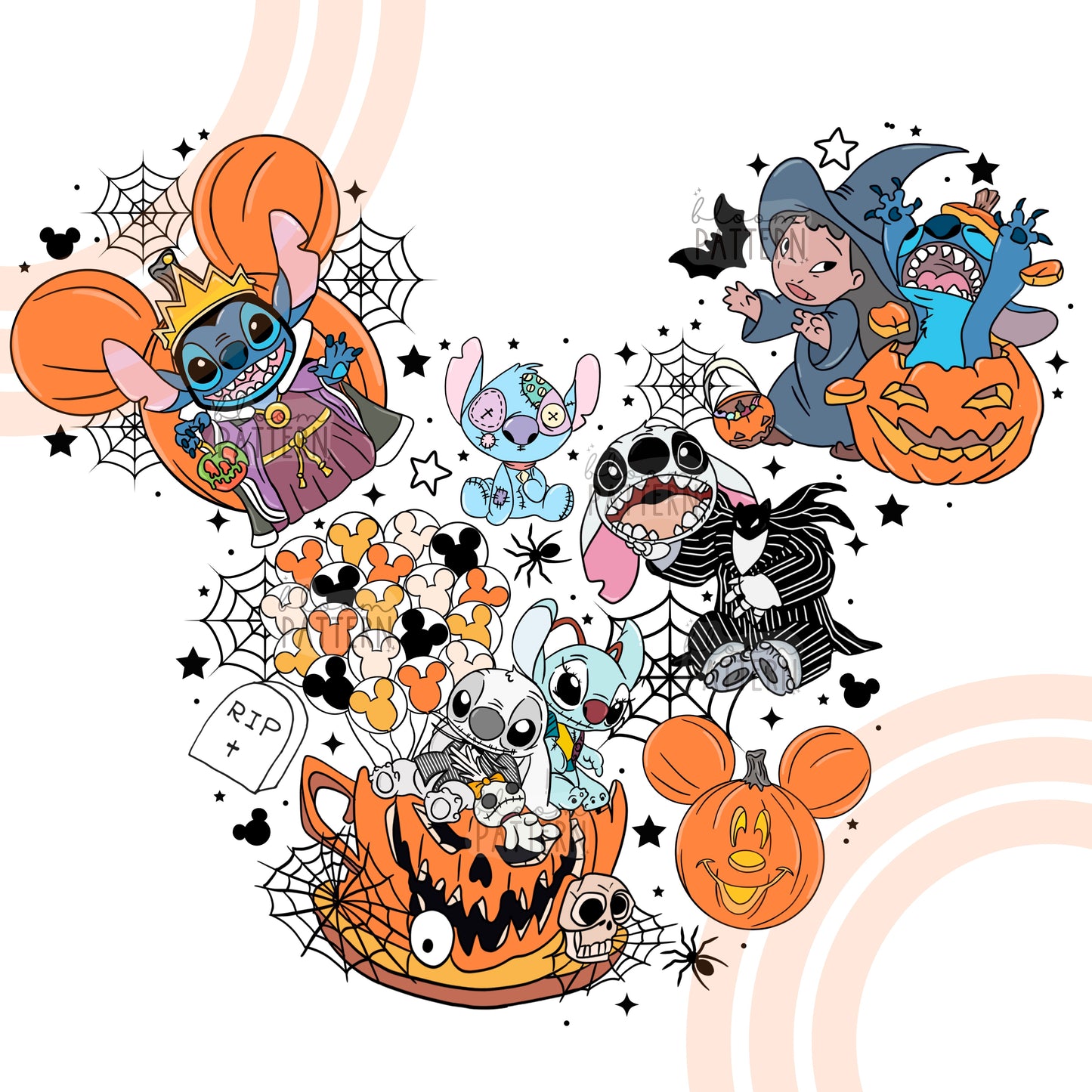 Stitch Halloween T shirt Sublimation Design