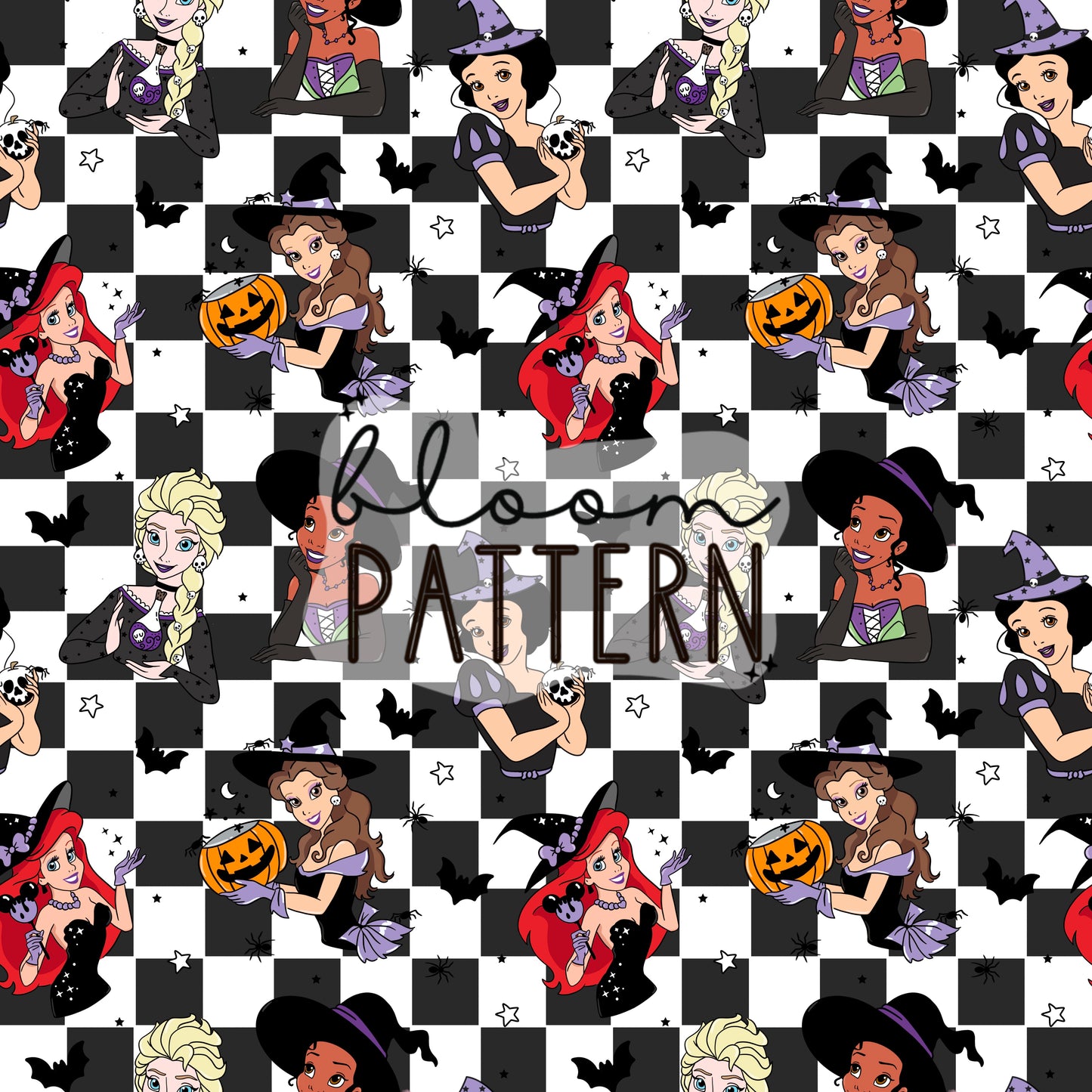 Magical Halloween Princess Seamless Pattern